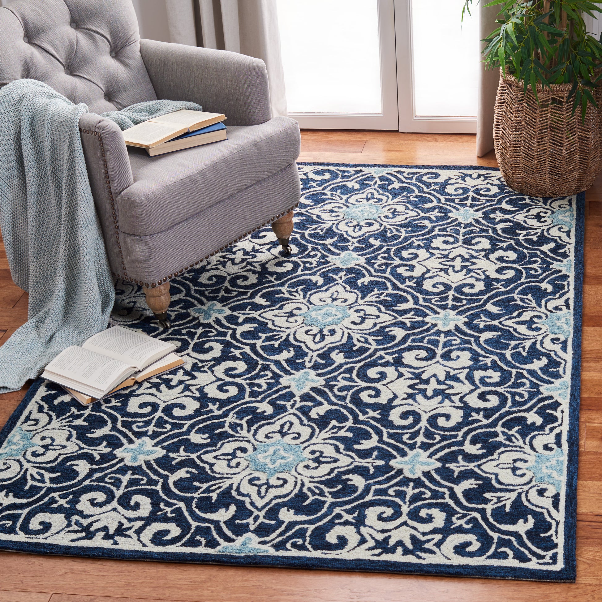 Safavieh Roslyn Ros603N Navy/Light Blue Area Rug