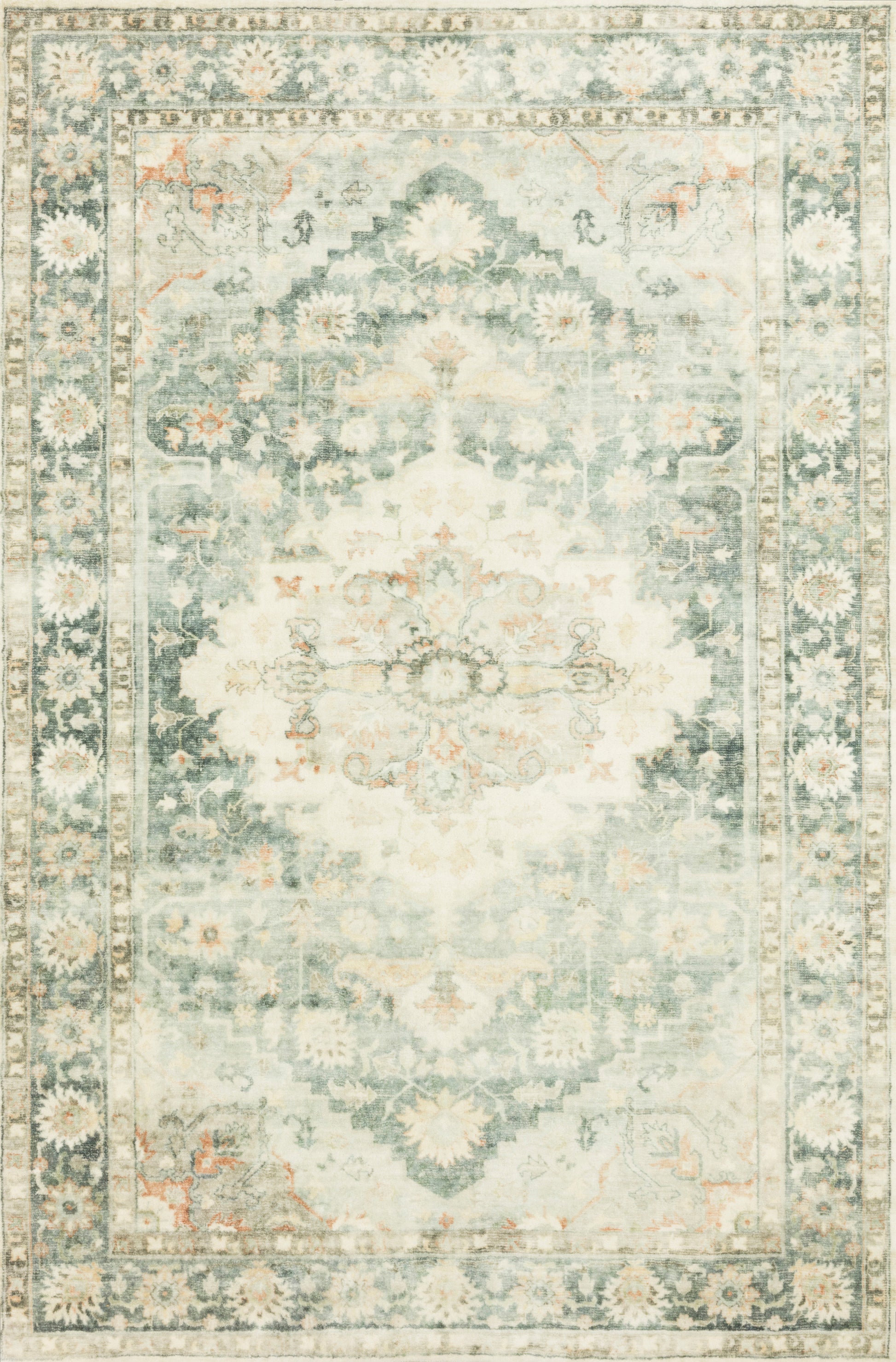 Loloi Rosette Ros-08 Teal/Ivory Area Rug