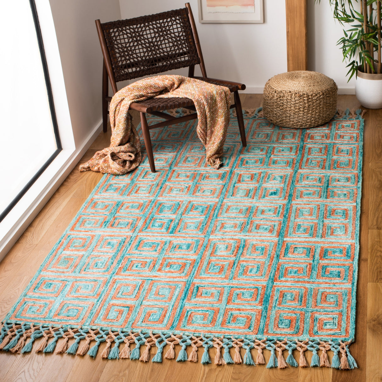 Safavieh Sahara Sah469P Rust/Aqua Rugs.