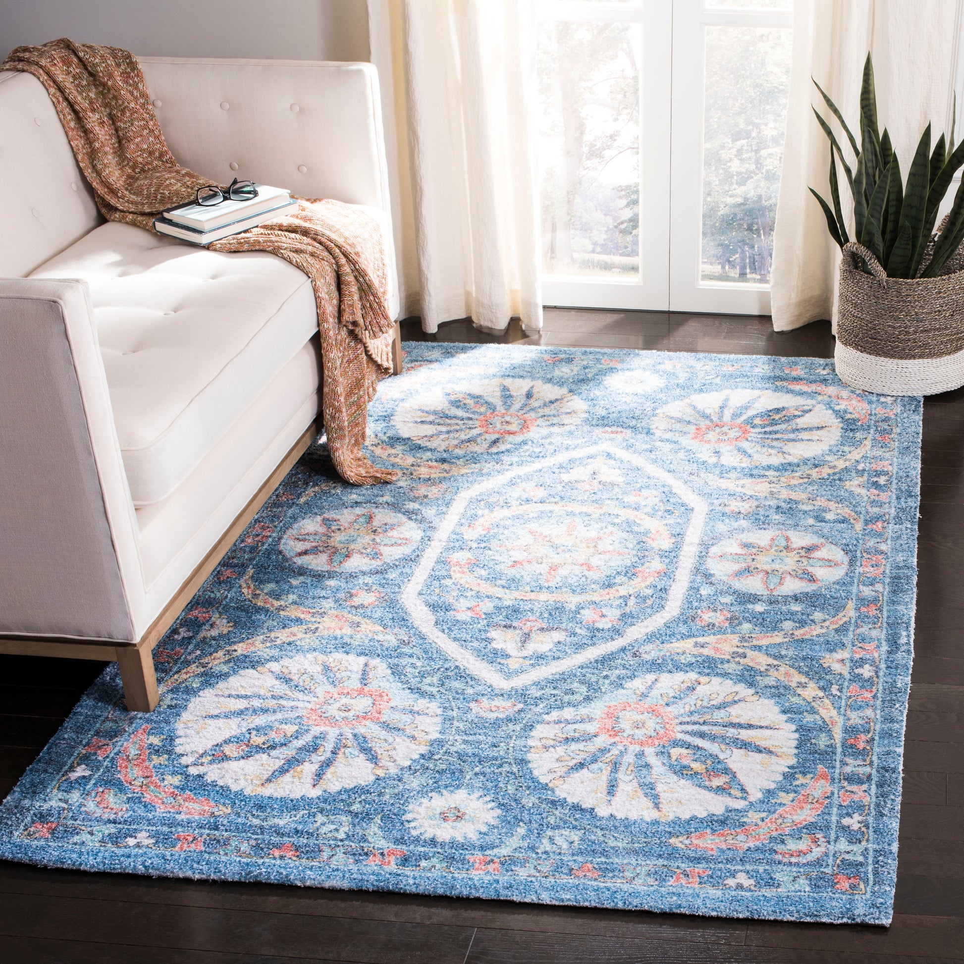 Safavieh Saffron Sfn551M Blue/Creme Area Rug