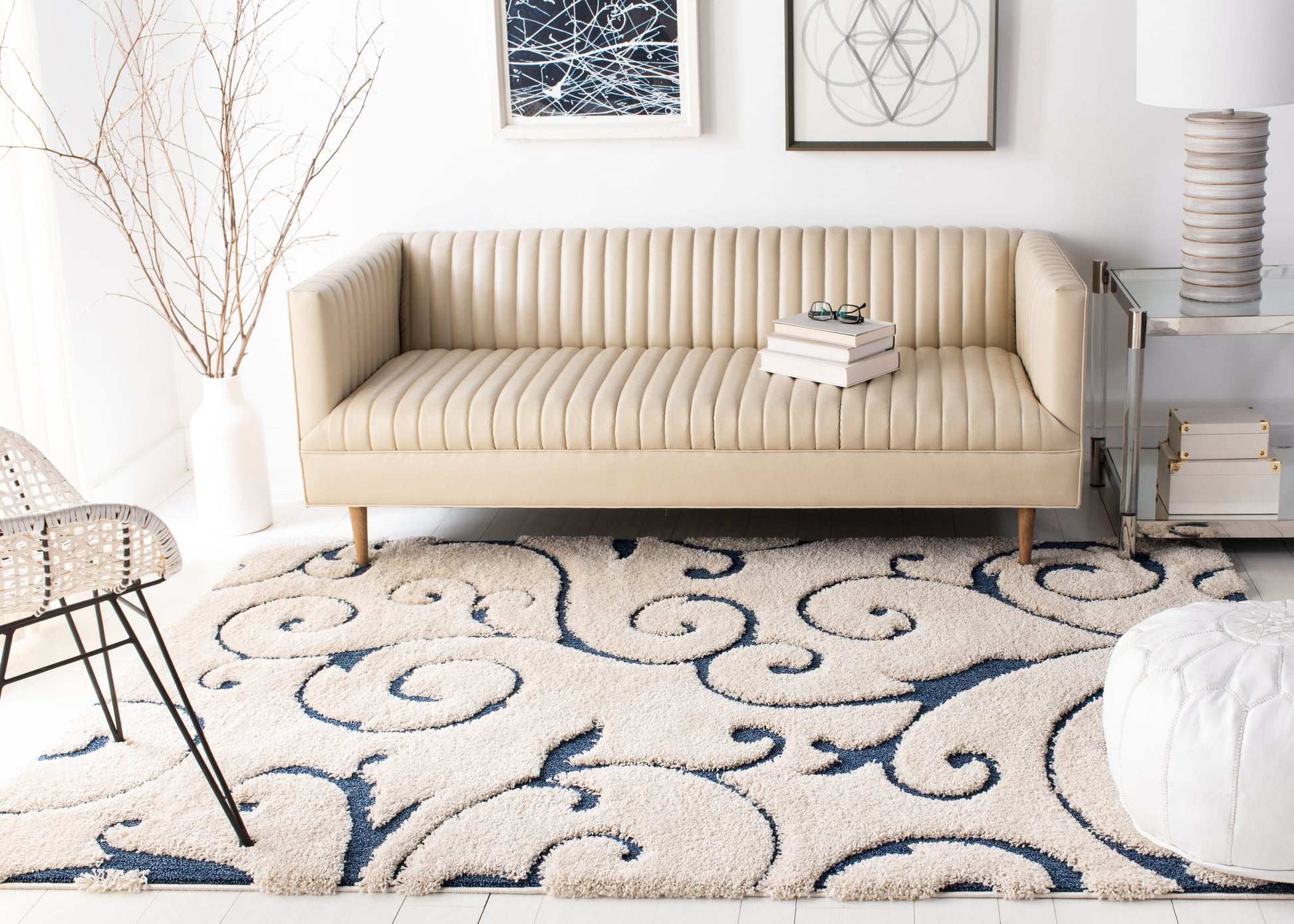 Safavieh Shag Sg455 Cream/Blue Area Rug