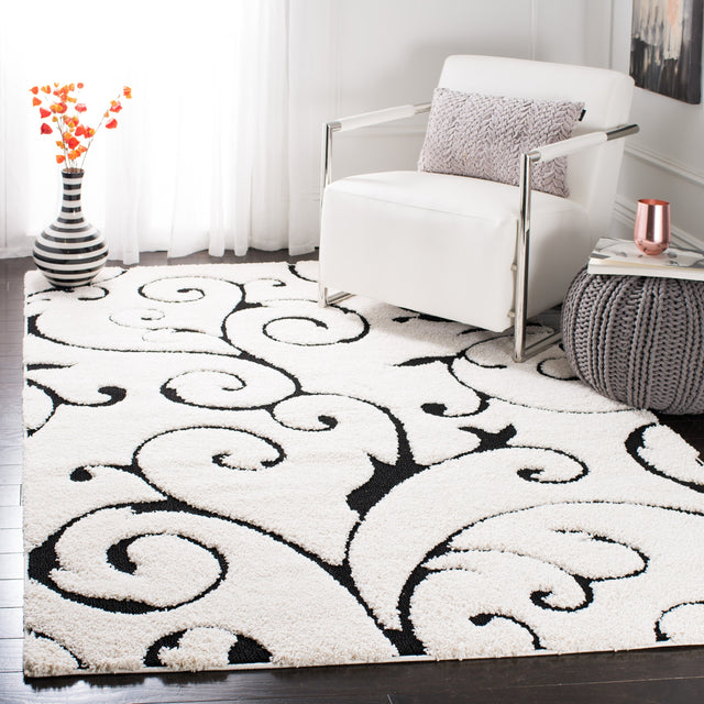 Safavieh Shag Sg455 Ivory/Black Rug.