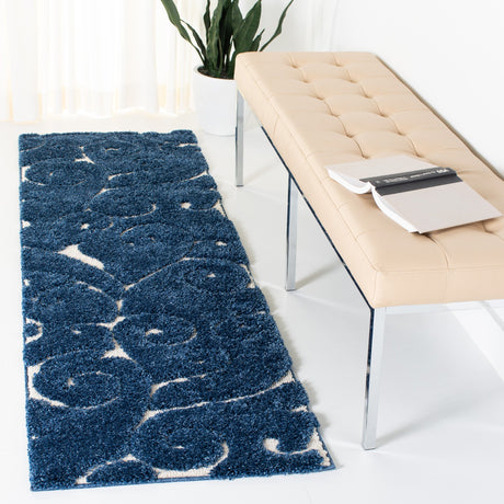 Safavieh Shag Sg455 Dark Blue/Cream Rug.