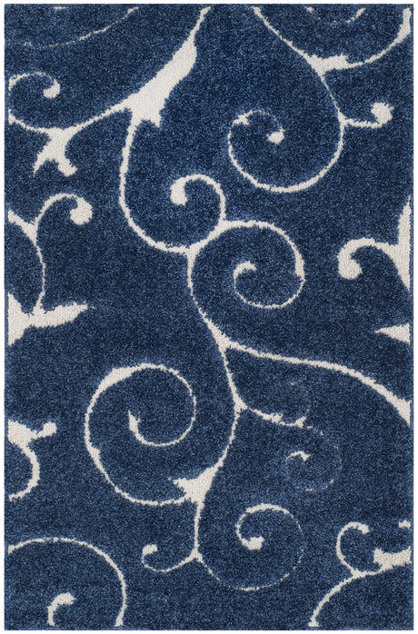 Safavieh Shag Sg455 Dark Blue/Cream Rug.