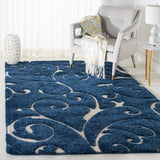 Safavieh Shag Sg455 Dark Blue/Cream Rug.