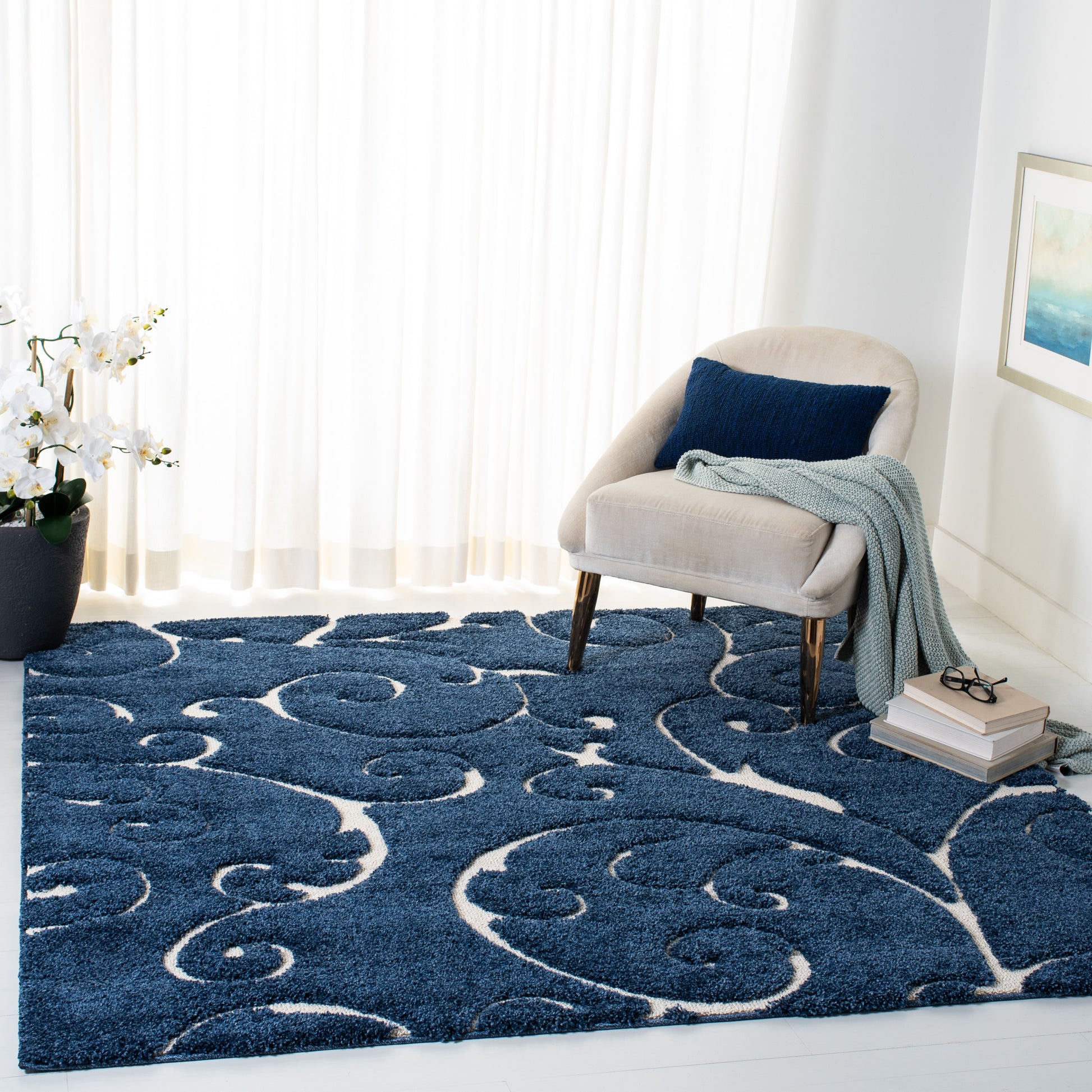 Safavieh Shag Sg455 Dark Blue/Cream Area Rug