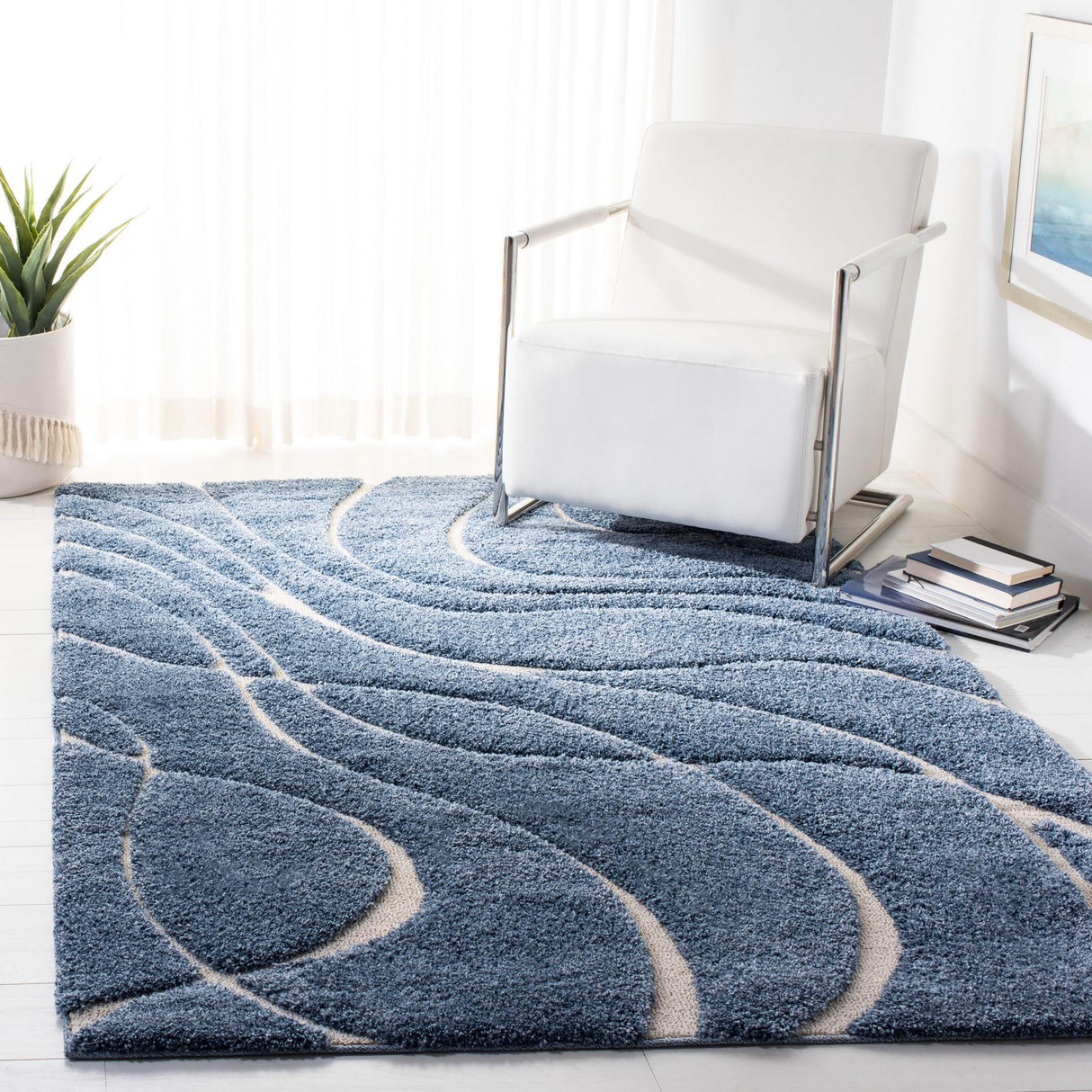Safavieh Shag Sg471 Light Blue/Cream Rug.