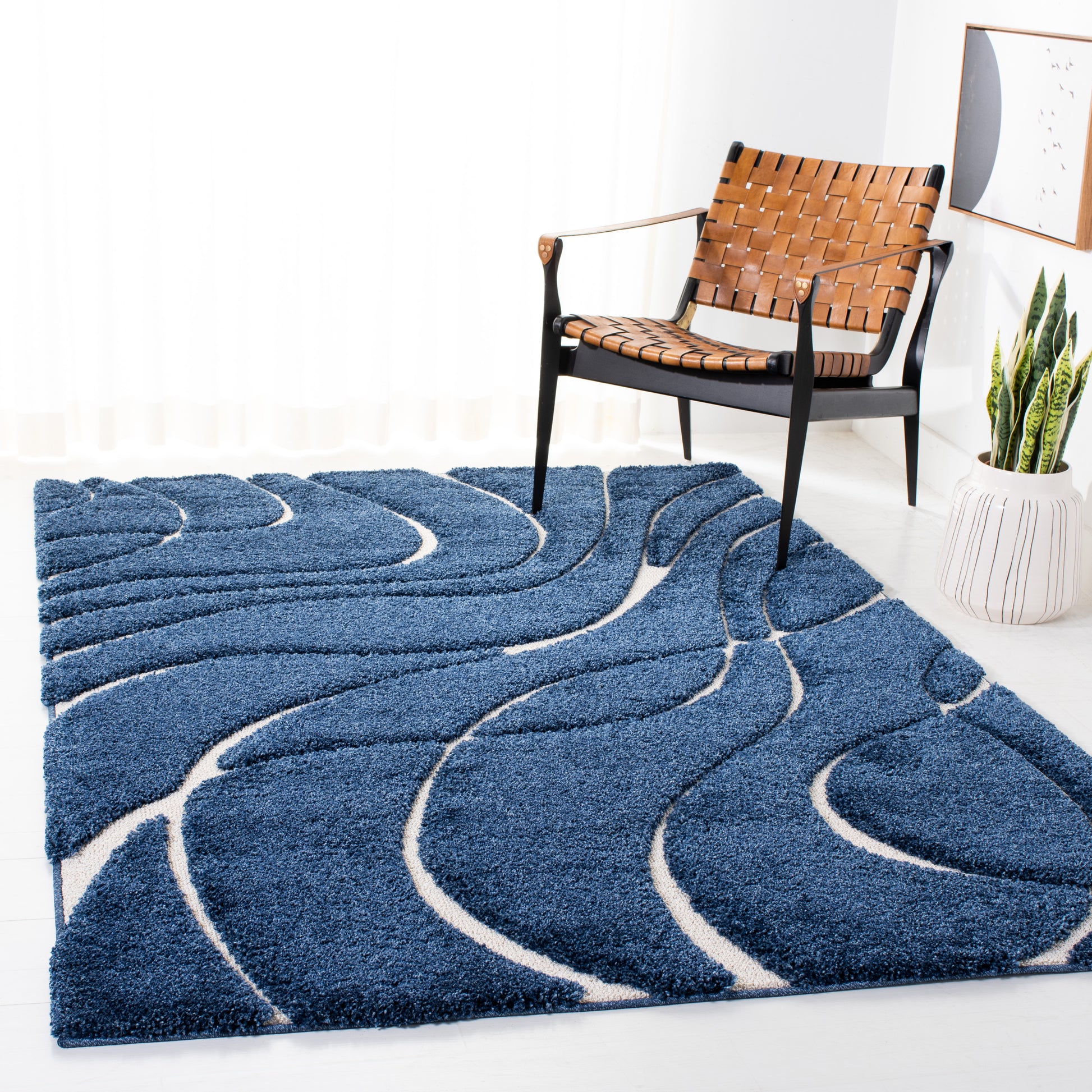 Safavieh Shag Sg471 Navy/Ivory Area Rug