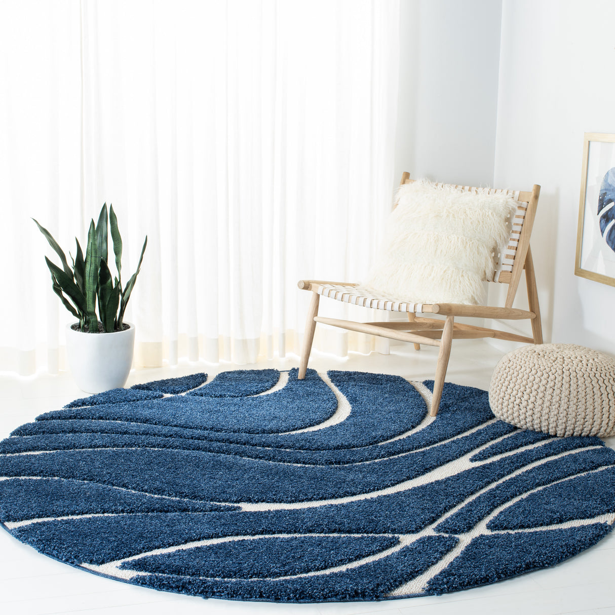 Safavieh Shag Sg471 Navy/Ivory Rug.