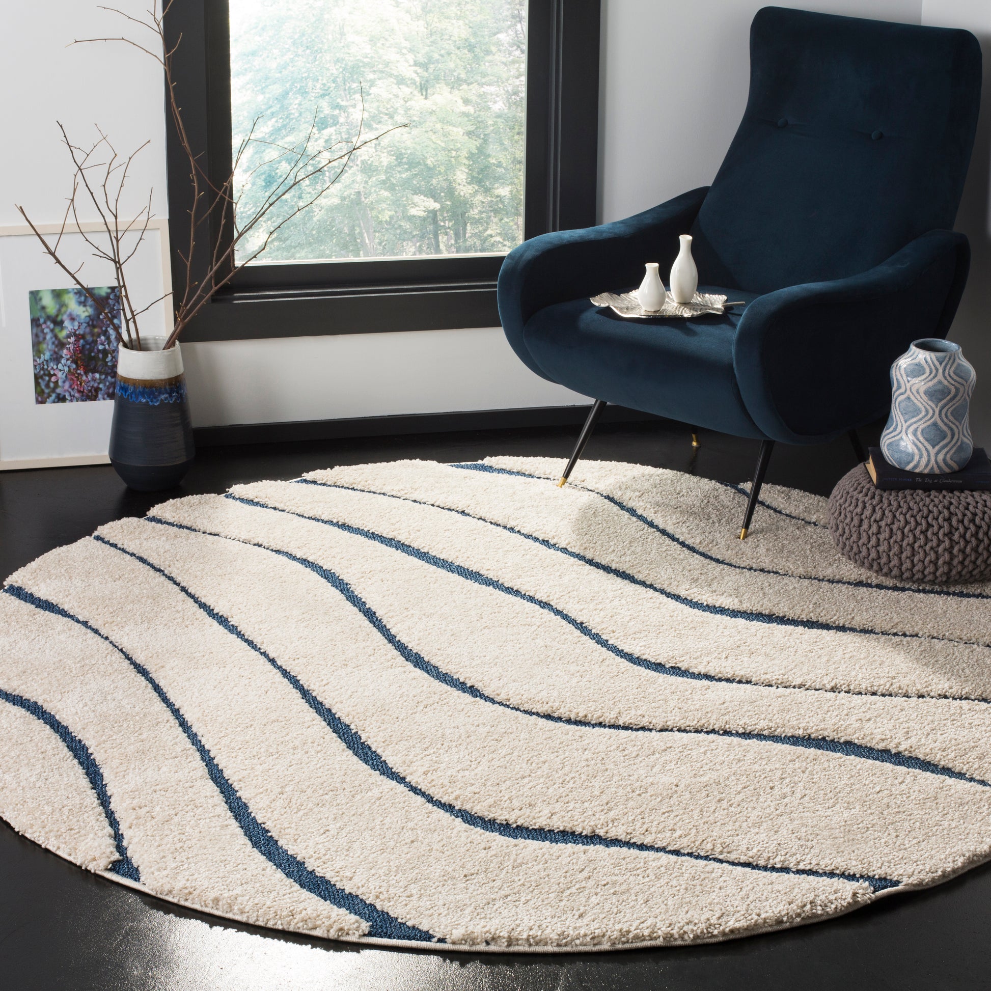 Safavieh Shag Sg472 Cream/Blue Area Rug