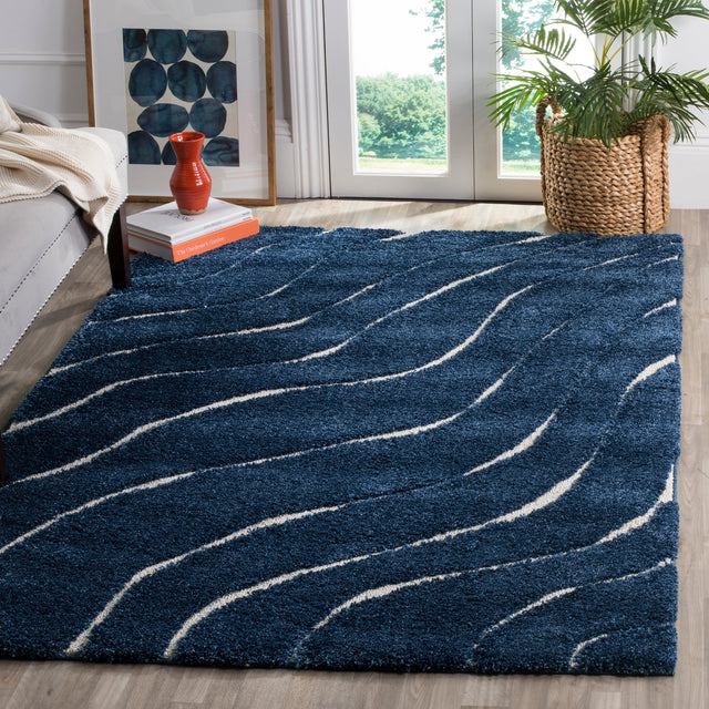 Safavieh Shag Sg472 Dark Blue/Cream Rug.