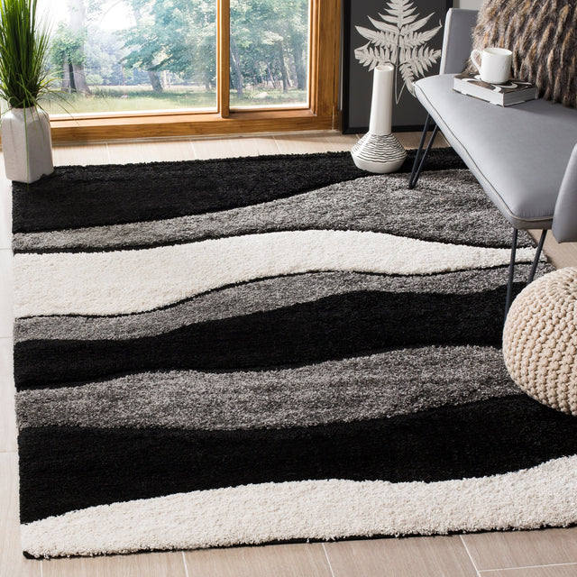 Safavieh Shag Sg475 Grey/Black Rug.