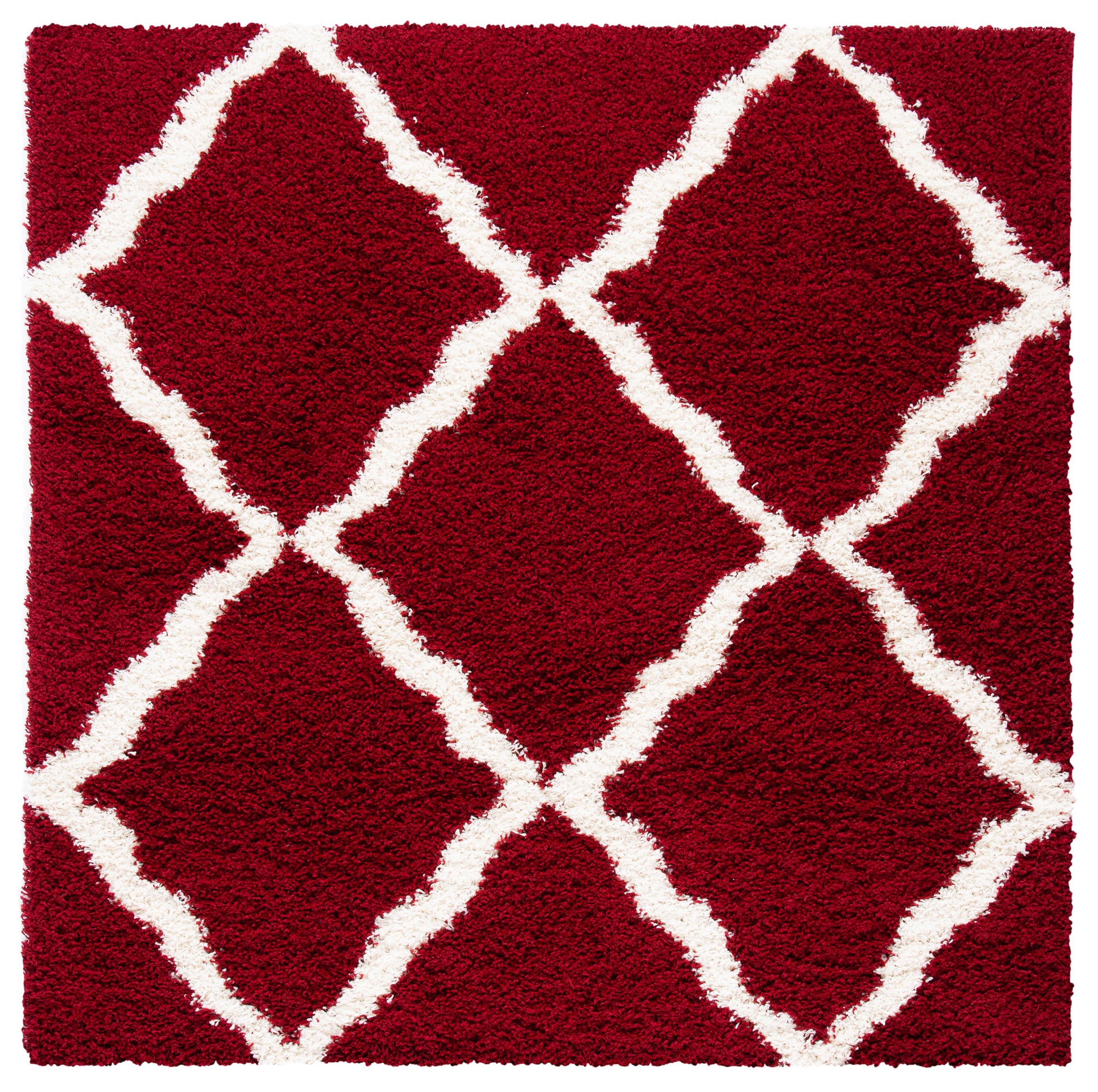 Safavieh Dallas Shag Sgd257Q Red/Ivory Area Rug