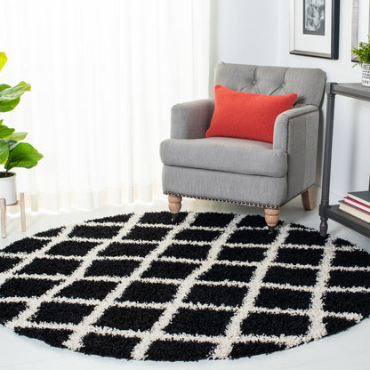 Safavieh Dallas Shag Sgd258Z Black/Ivory Area Rug