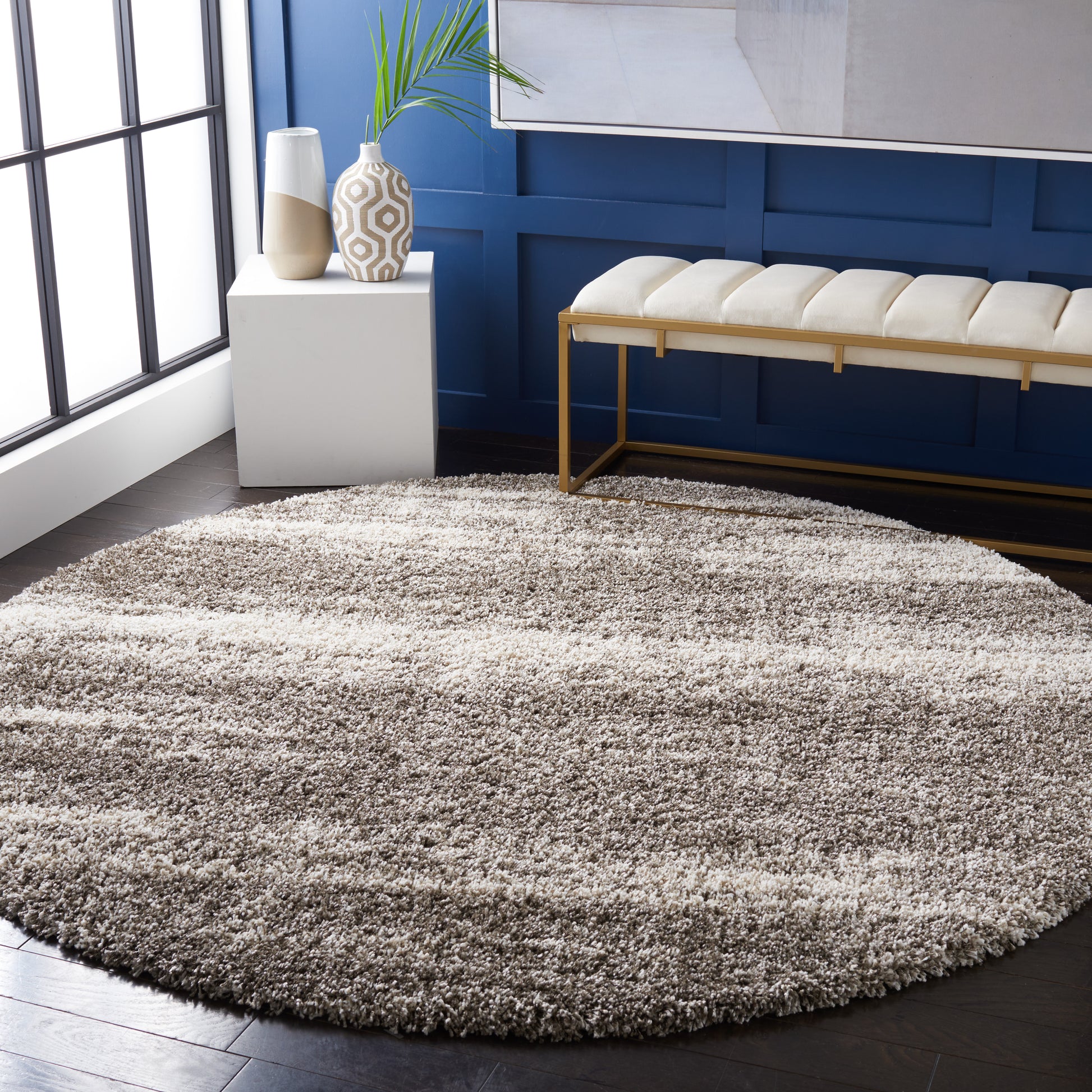 Safavieh Hudson Shag Sgh212B Ivory/Grey Area Rug