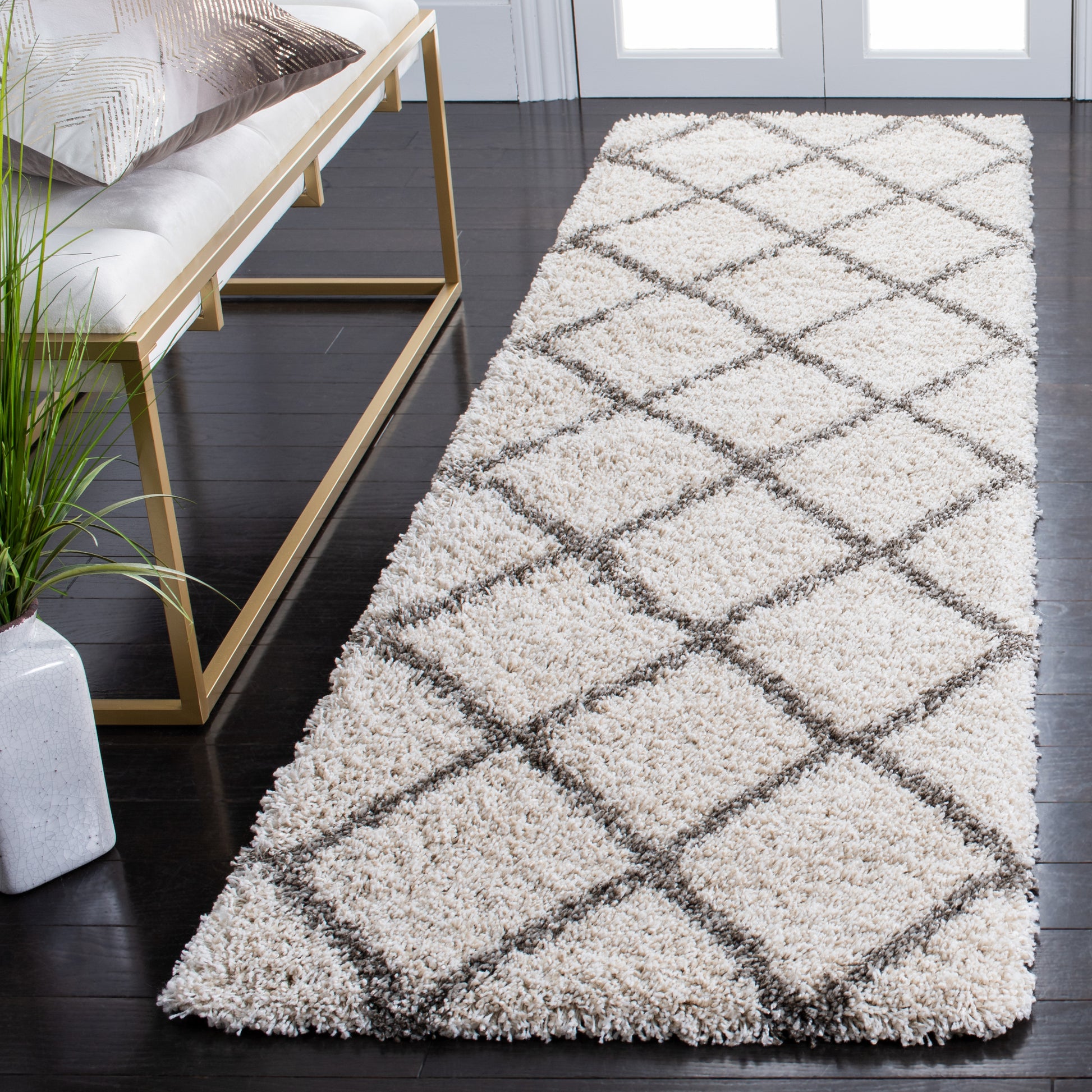 Safavieh Hudson Shag Sgh222D Ivory/Grey Area Rug