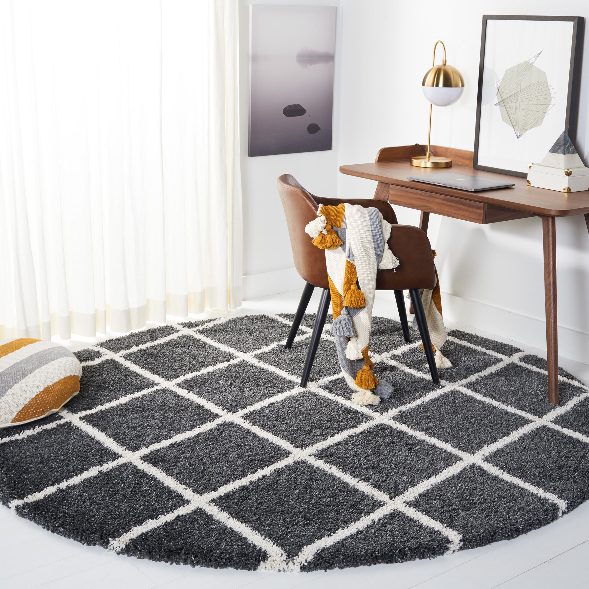 Safavieh Hudson Shag Sgh222G Dark Grey/Ivory Area Rug