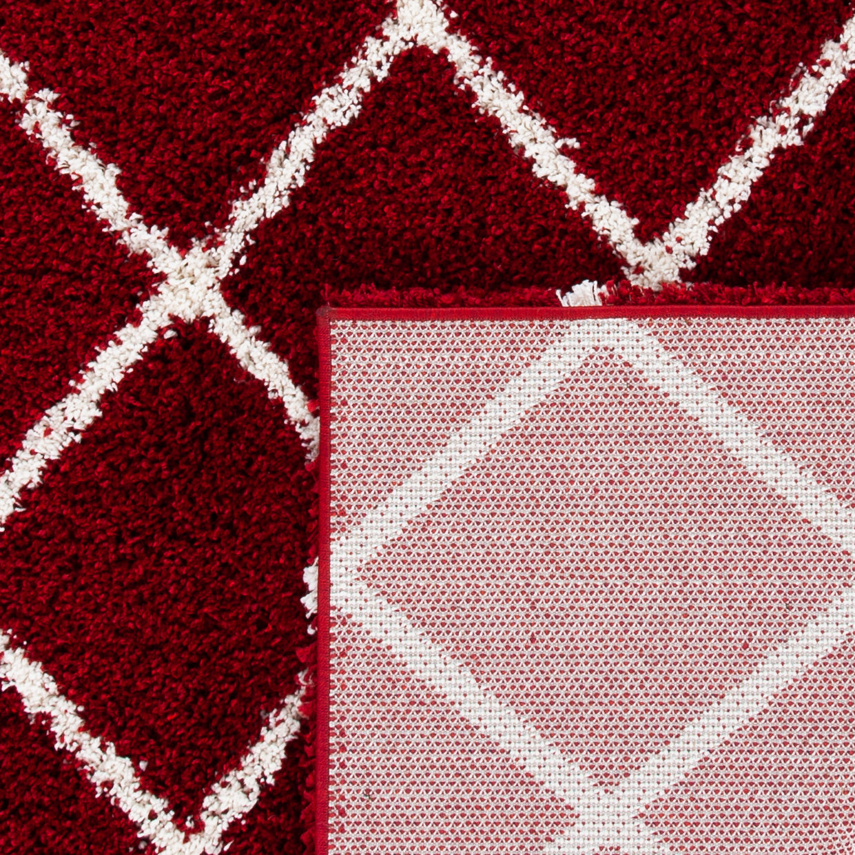 Safavieh Hudson Shag Sgh222Q Red/Ivory Area Rug