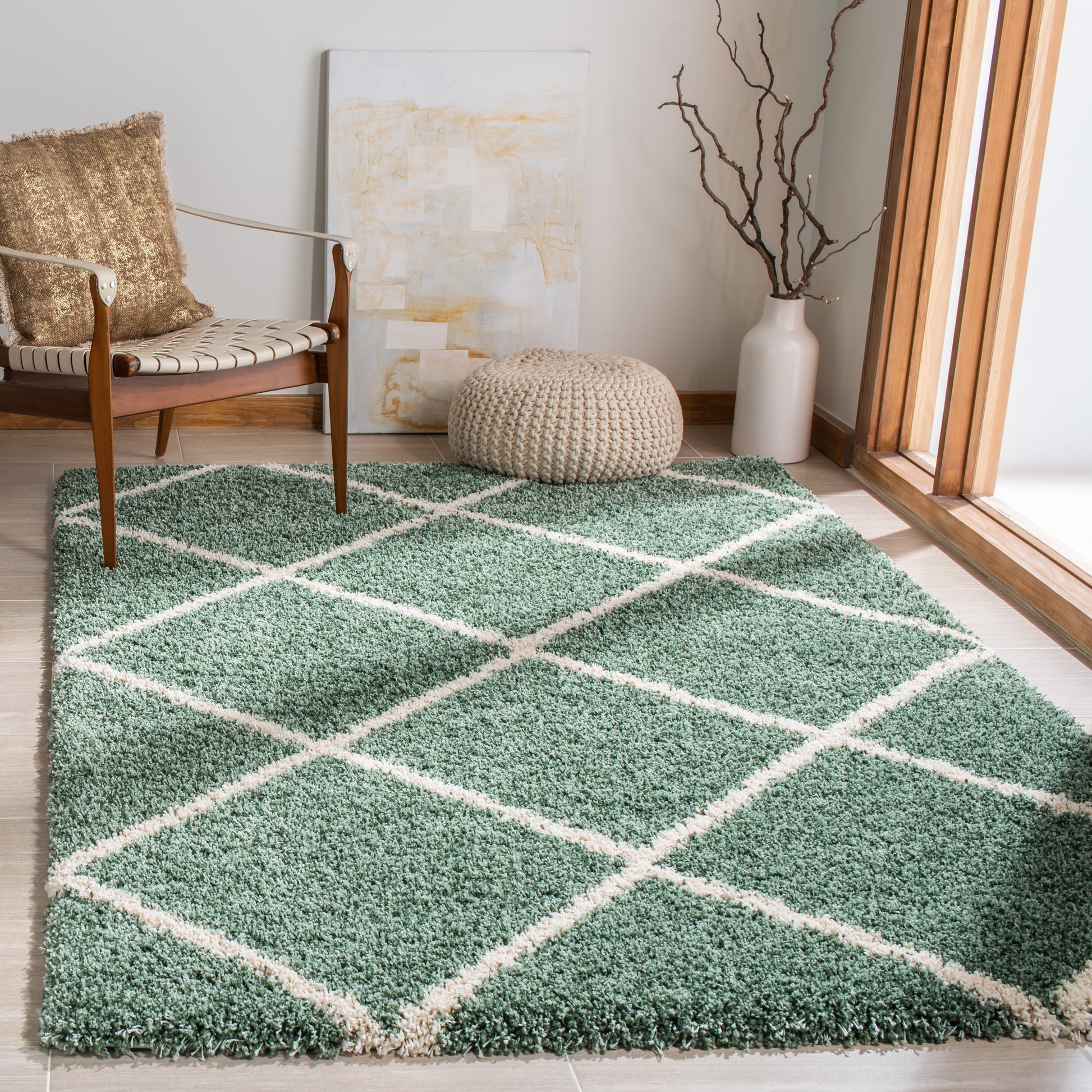 Safavieh Hudson Shag Sgh281Y Green/Ivory Area Rug