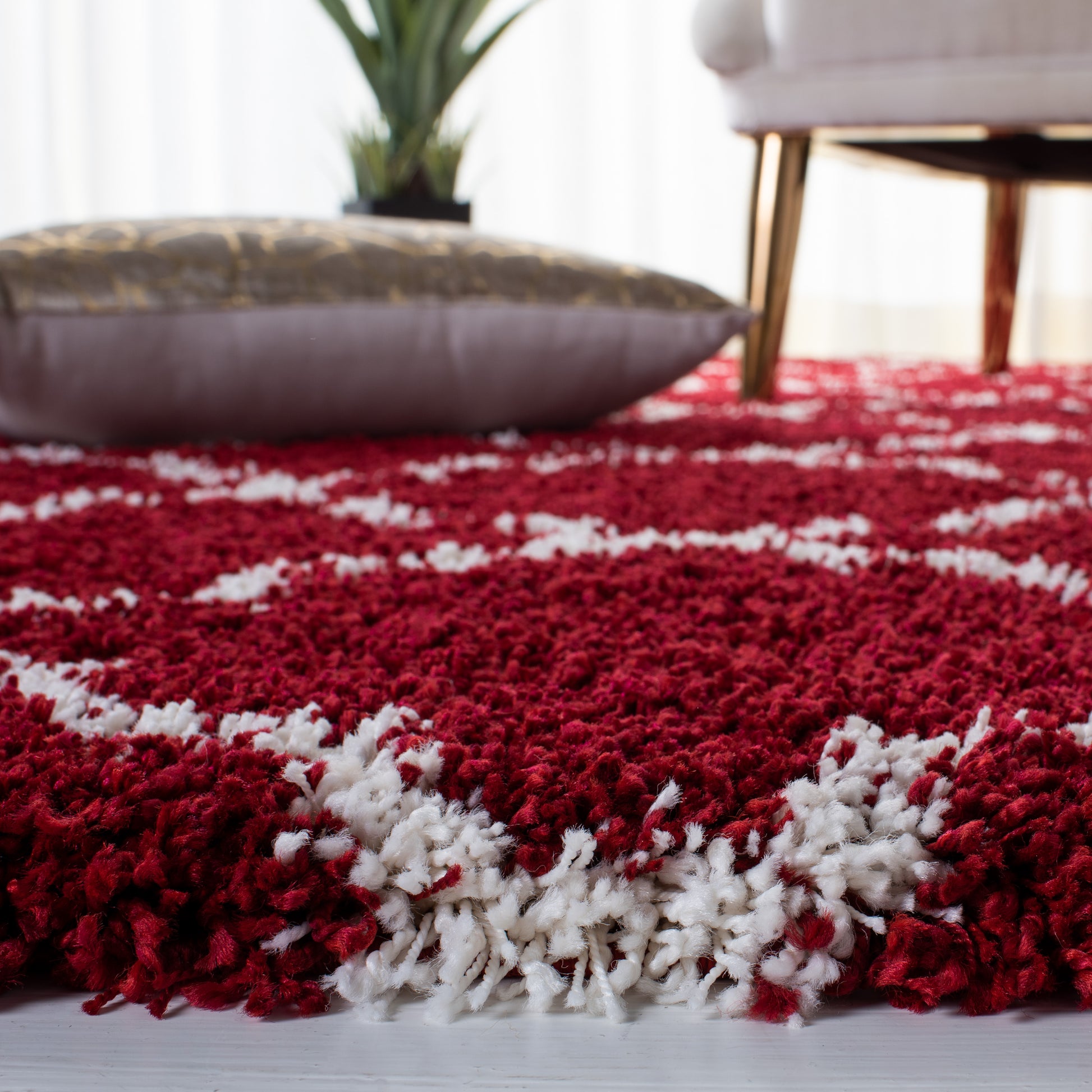 Safavieh Hudson Shag Sgh282Q Red/Ivory Area Rug