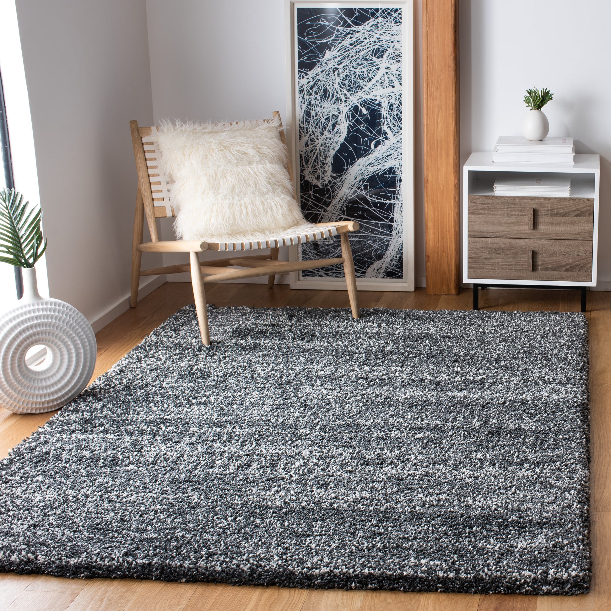 Safavieh Hudson Shag Sgh295F Dark Grey/Ivory Area Rug