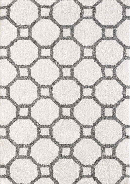 Dynamic Rugs Silky Shag 5903 Silver/White Area Rug