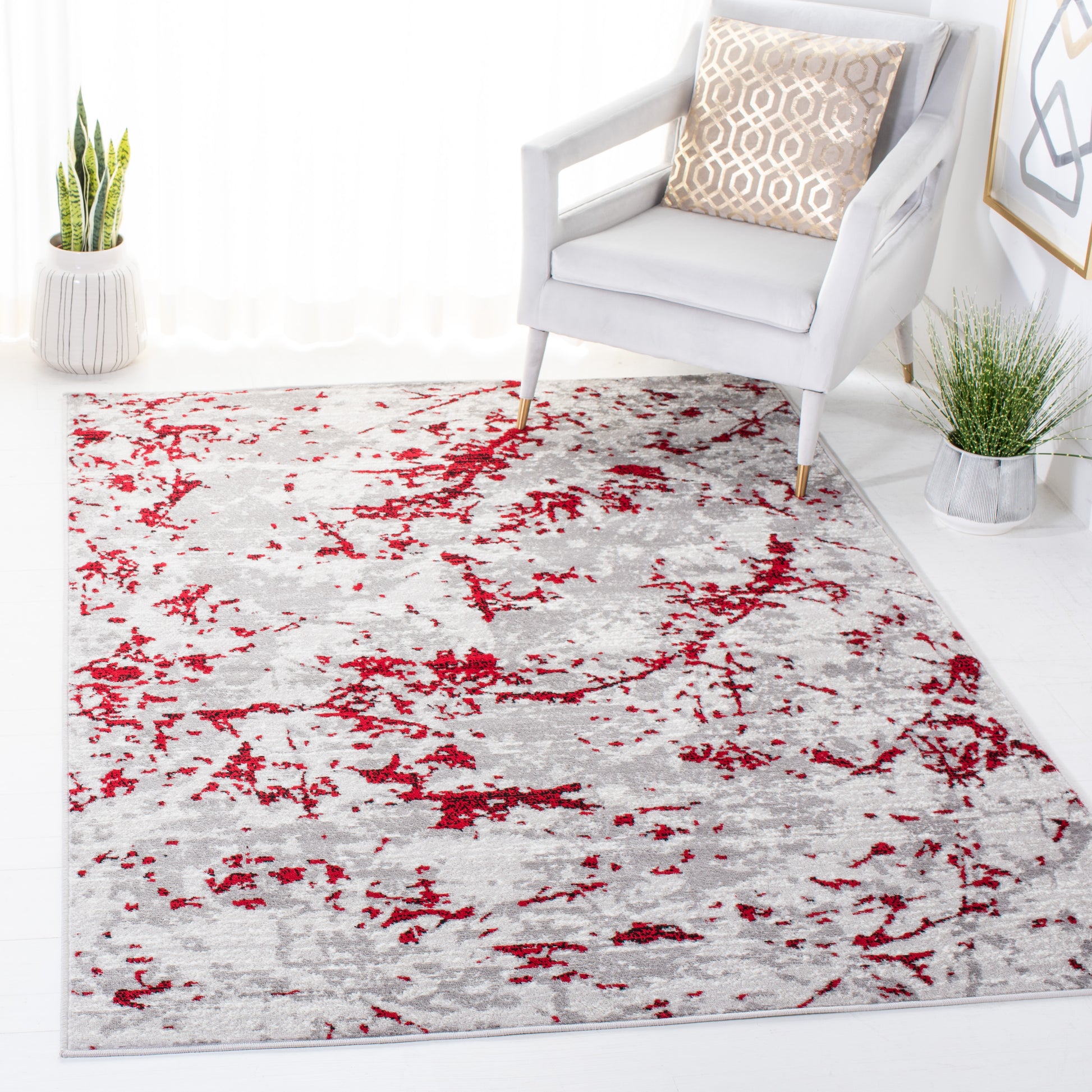 Safavieh Skyler Sky186Q Grey/Red Area Rug