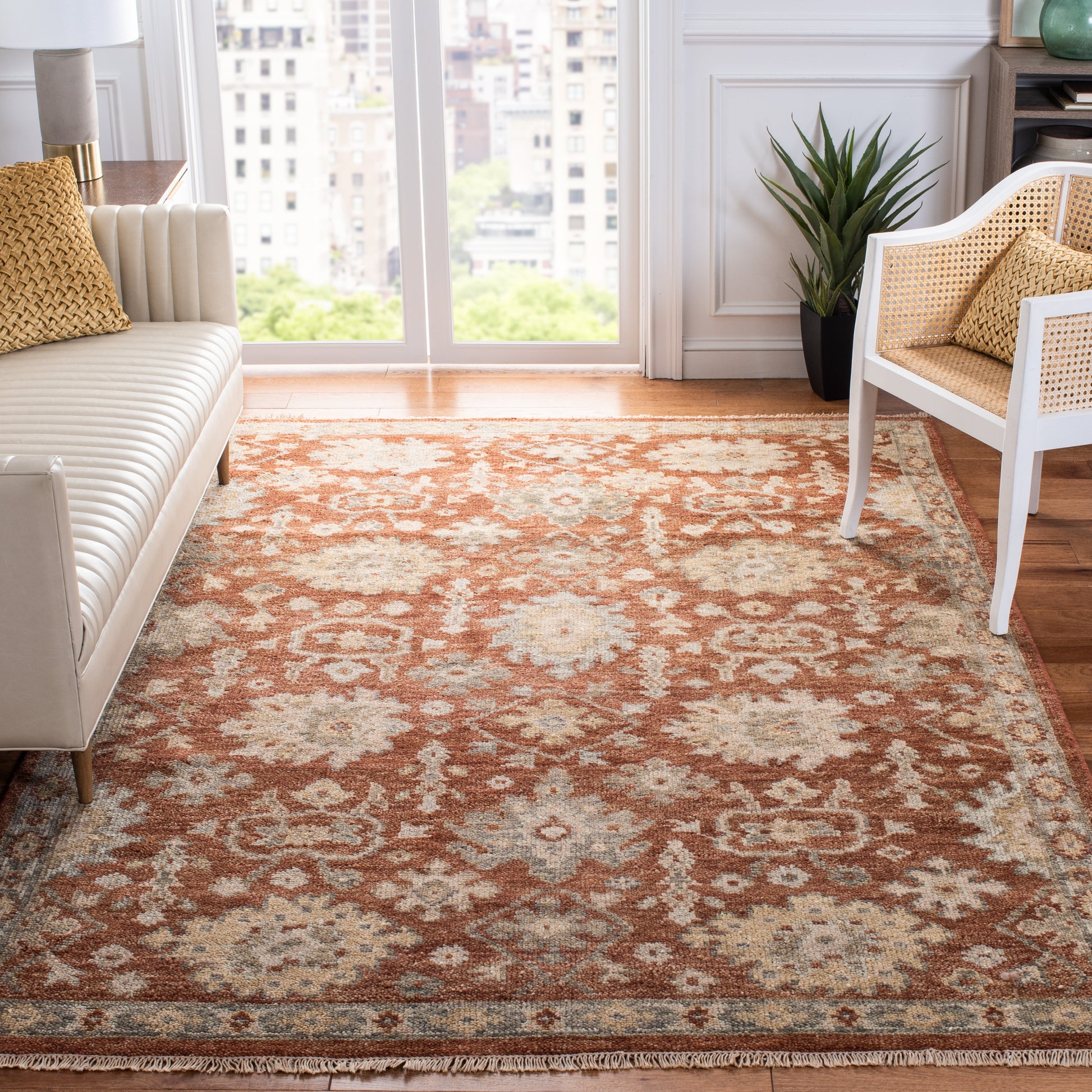 Safavieh Samarkand Srk115P Rust/Grey Area Rug