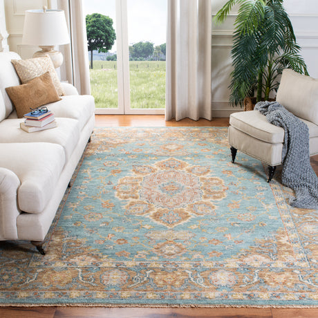 Safavieh Samarkand Srk139J Aqua/Gold Rug.