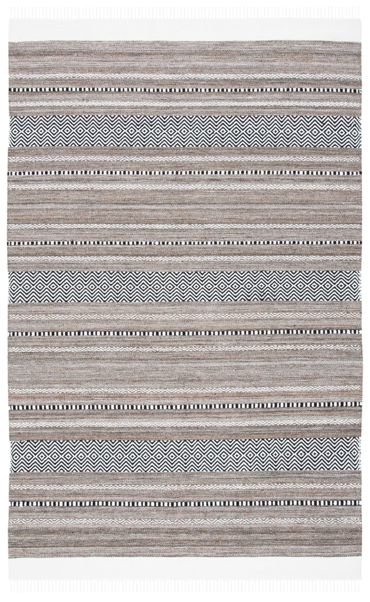 Safavieh Striped Kilim Stk101Z Black/Ivory Rug.