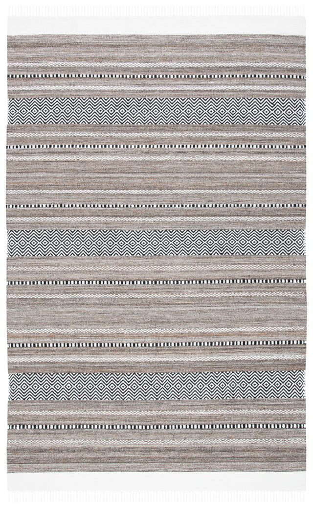 Safavieh Striped Kilim Stk101Z Black/Ivory Rug.