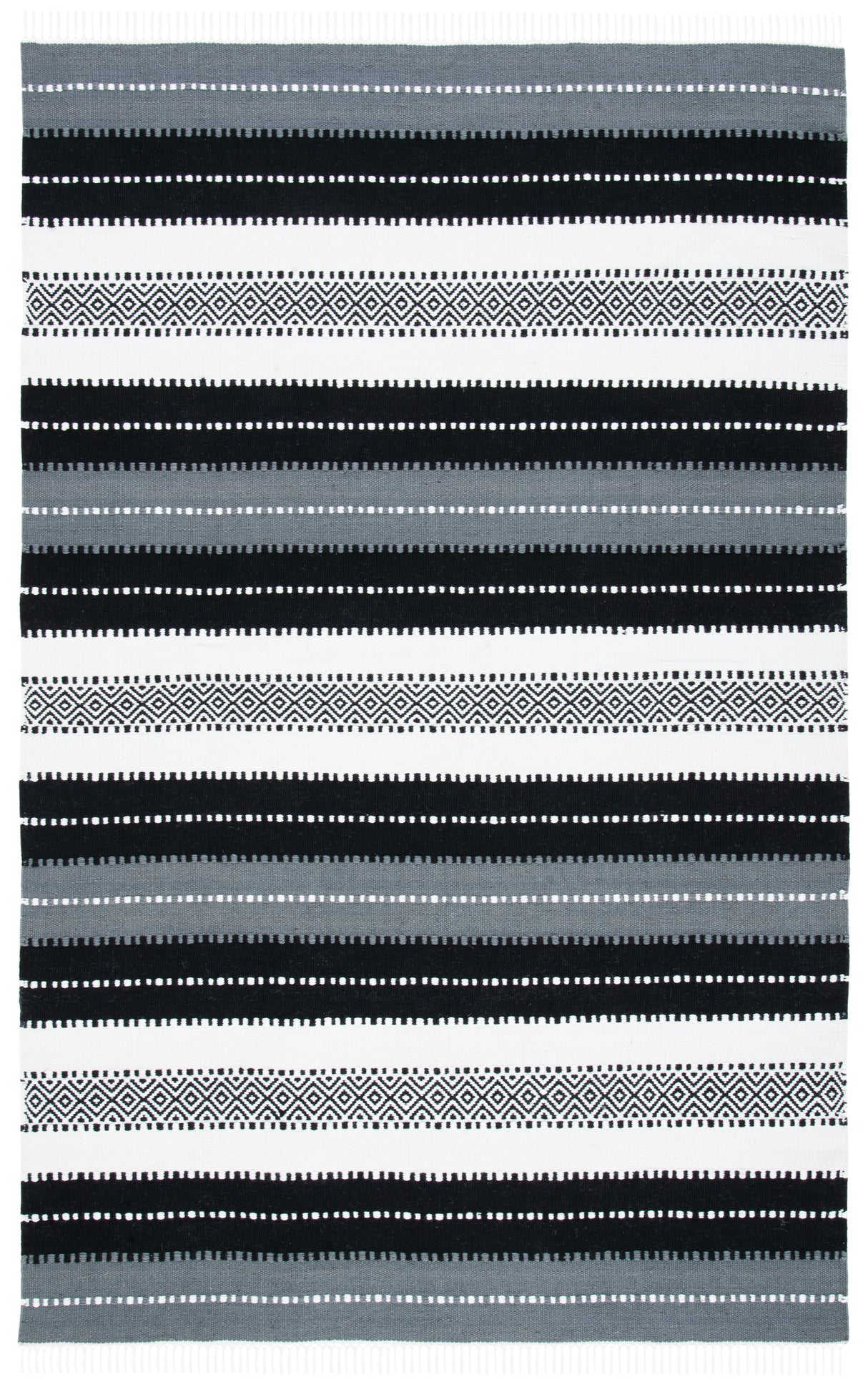 Safavieh Striped Kilim Stk103Z Black/Ivory Rug.