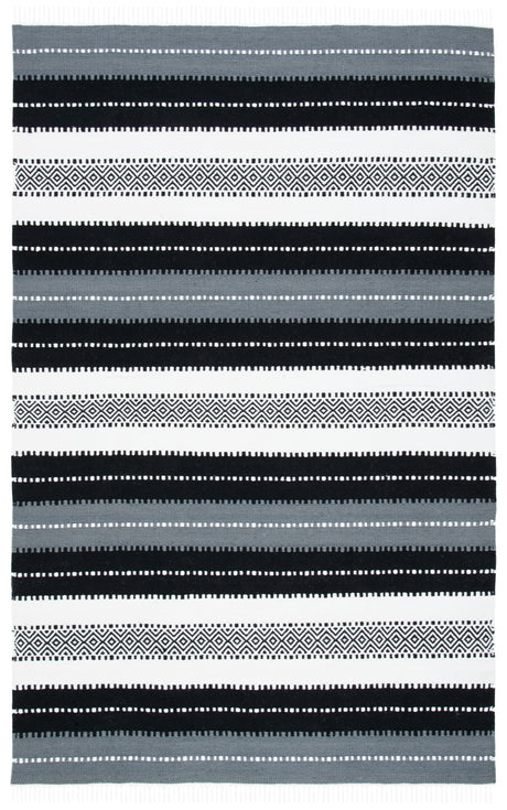 Safavieh Striped Kilim Stk103Z Black/Ivory Rug.