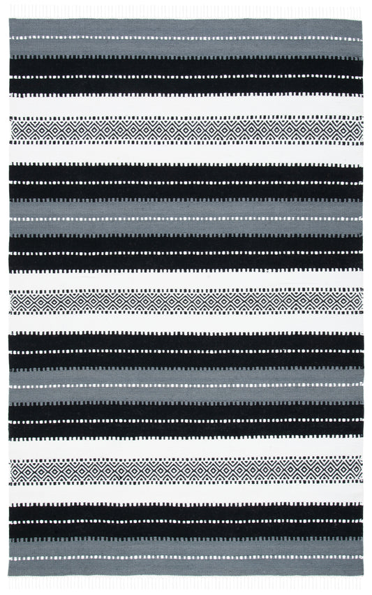 Safavieh Striped Kilim Stk103Z Black/Ivory Area Rug