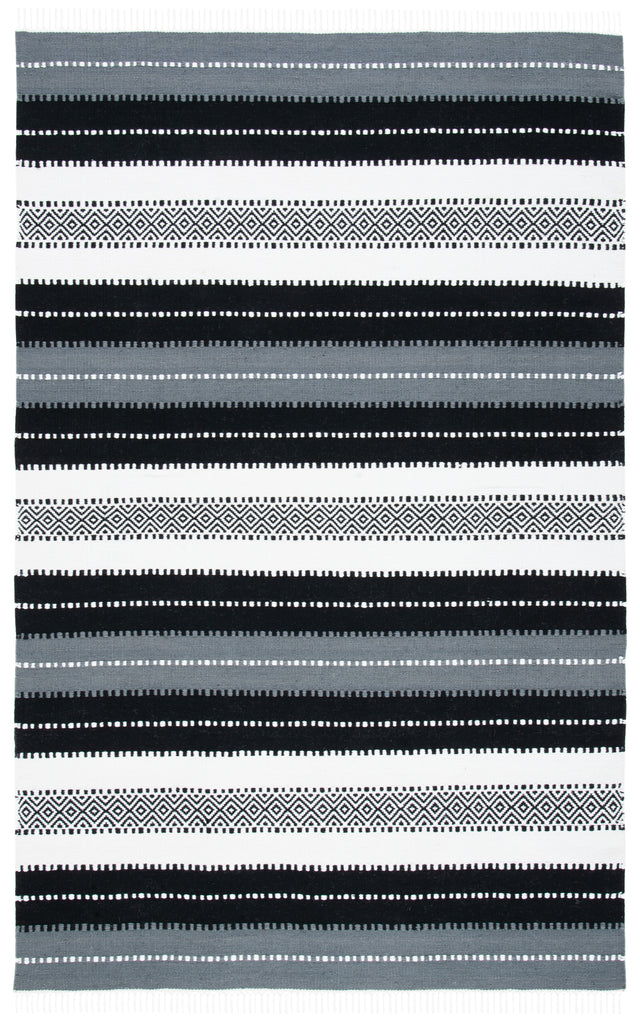 Safavieh Striped Kilim Stk103Z Black/Ivory Rug.