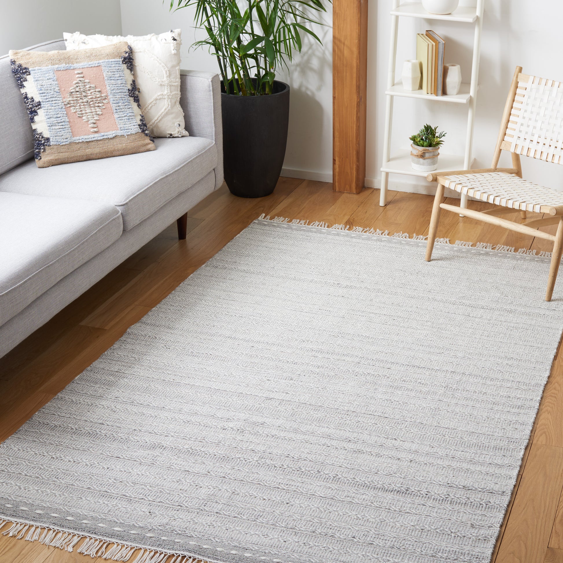 Safavieh Striped Kilim Stk104F Grey/Ivory Area Rug