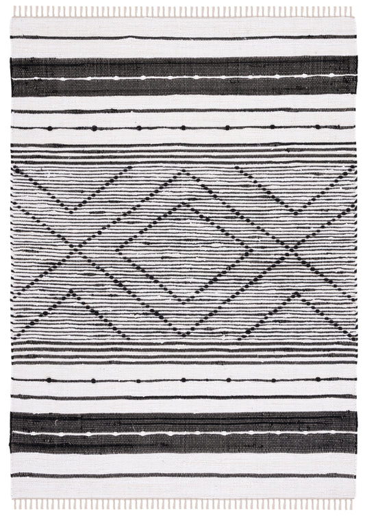 Safavieh Striped Kilim Stk200Z Black/Ivory Area Rug