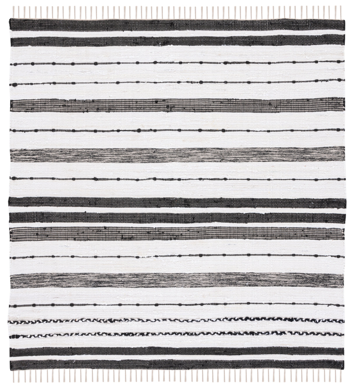 Safavieh Striped Kilim Stk201A Ivory/Black Rug.