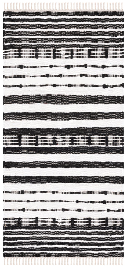 Safavieh Striped Kilim Stk205Z Black/Ivory Area Rug