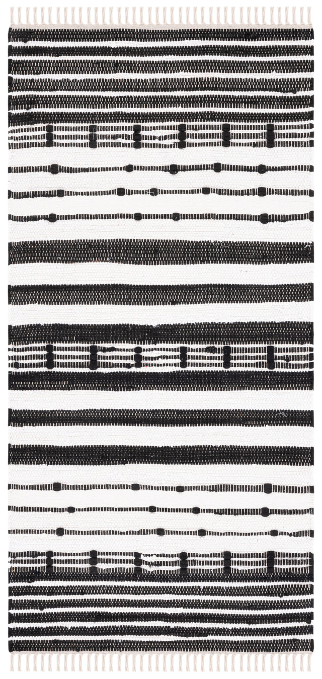 Safavieh Striped Kilim Stk205Z Black/Ivory Rug.
