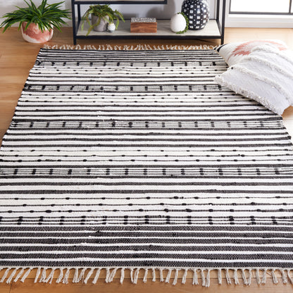 Safavieh Striped Kilim Stk205Z Black/Ivory Area Rug