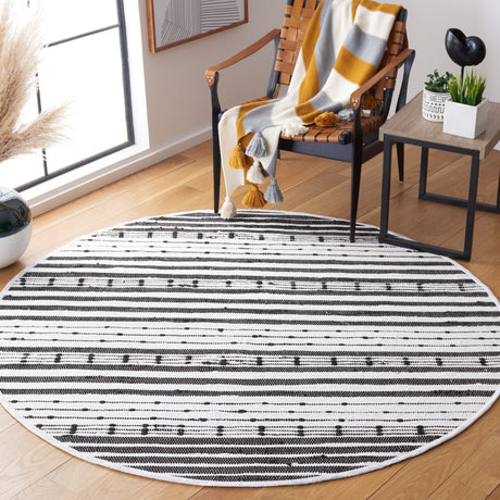 Safavieh Striped Kilim Stk205Z Black/Ivory Rug.