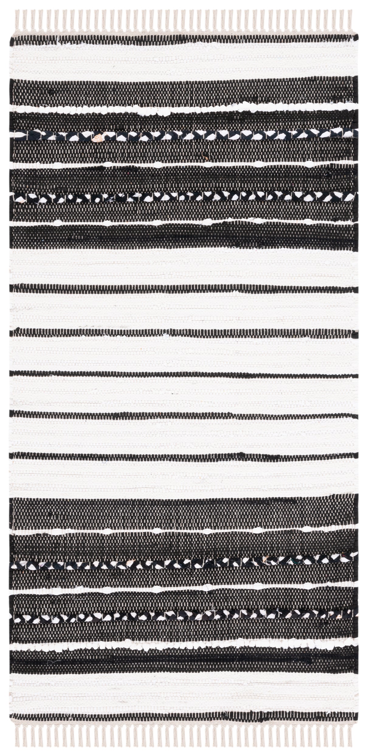 Safavieh Striped Kilim Stk207Z Black/Ivory Rug.