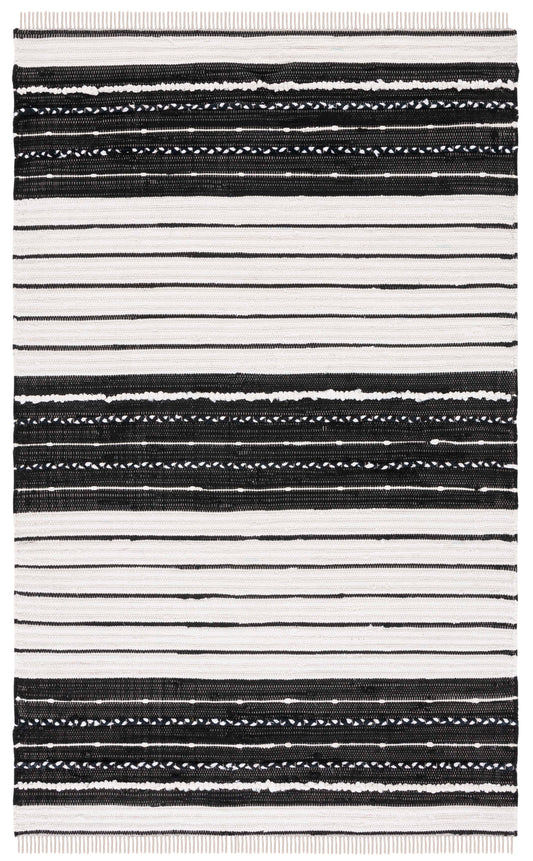 Safavieh Striped Kilim Stk207Z Black/Ivory Area Rug