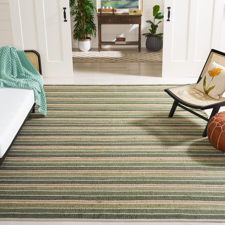 Safavieh Striped Kilim Stk312Y Green/Natural Rug.