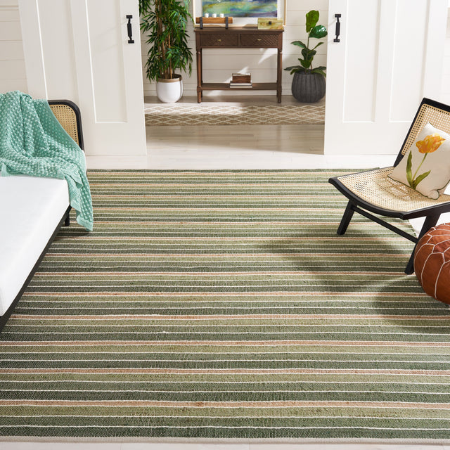 Safavieh Striped Kilim Stk312Y Green/Natural Rug.