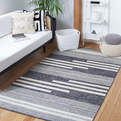 Safavieh Striped Kilim Stk506A Ivory/Black Area Rug