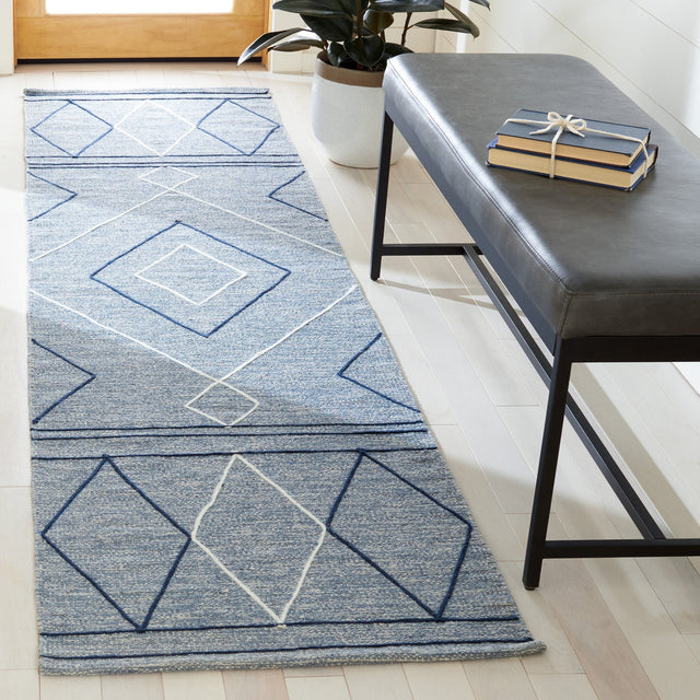 Safavieh Striped Kilim Stk510M Light Blue/Ivory Rugs.