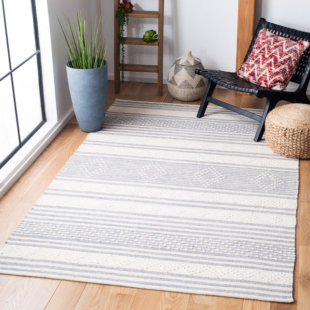 Safavieh Striped Kilim Stk511G Silver/Ivory Rugs.
