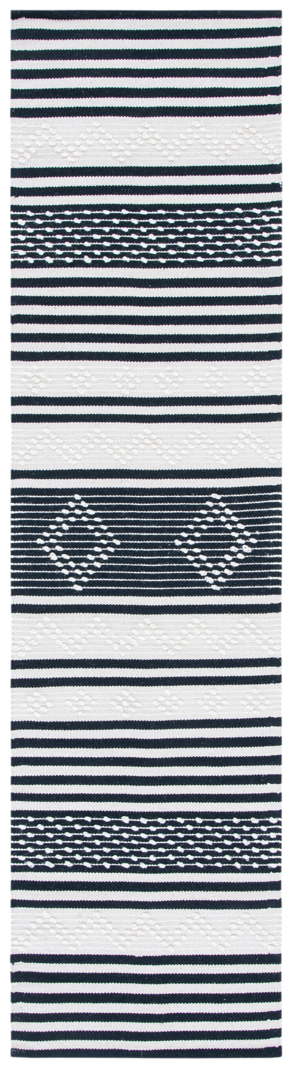 Safavieh Striped Kilim Stk511Z Black/Ivory Rugs.